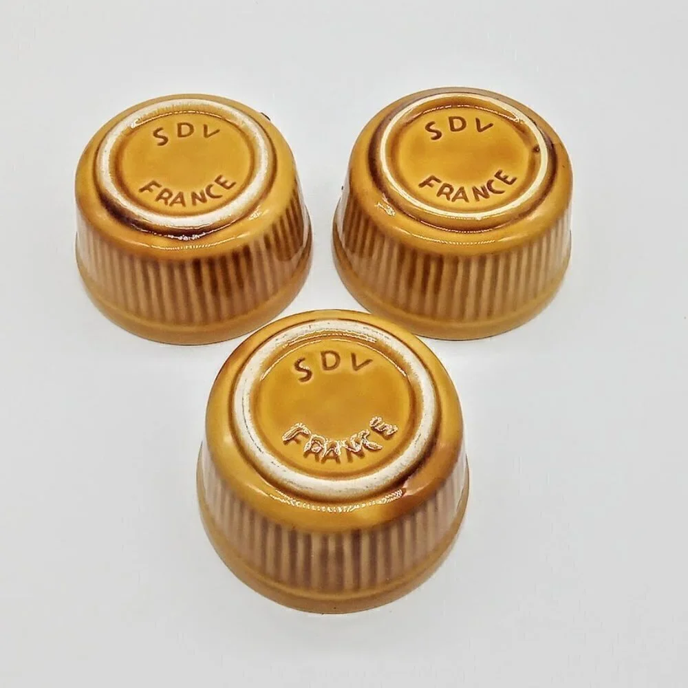 Set of 3 SDV France Golden Yellow Ceramic Ramekins